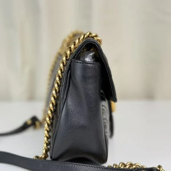 Gucci Black Leather Medium Marmont Shoulder Bag with Gold Hardware - Picture 4 of 9